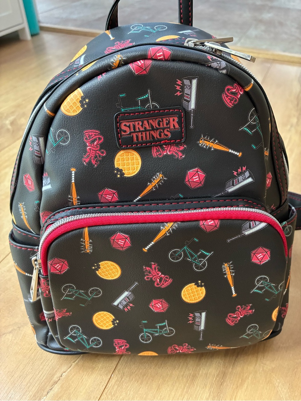 Stranger Things Mini Backpack - Black with Multicolor Icons
